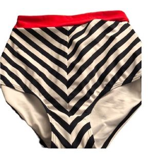 Vogue size XXL Retro high waist red , black & white bikini bottom bow detail